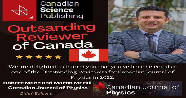 Kanada’dan Kıbrıslı Fizik profesörüne “Outstanding Reviewer of Canada” ödülü.