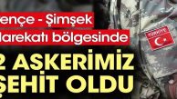 Pençe-Şimşek Harekatı bölgesinde iki asker şehit oldu